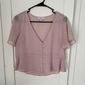 Express metallic pink peplum top